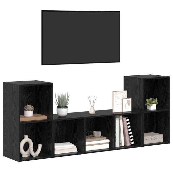 Set comodă TV Pe perete 3 pcs Negru Lemn compozit - WALTI WALTI