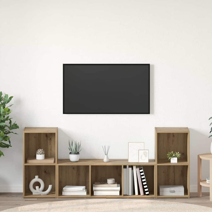 Set comodă TV Pe perete 3 pcs Maro Lemn compozit - WALTI WALTI