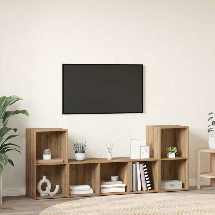 Set comodă TV Pe perete 3 pcs Maro Lemn compozit - WALTI WALTI