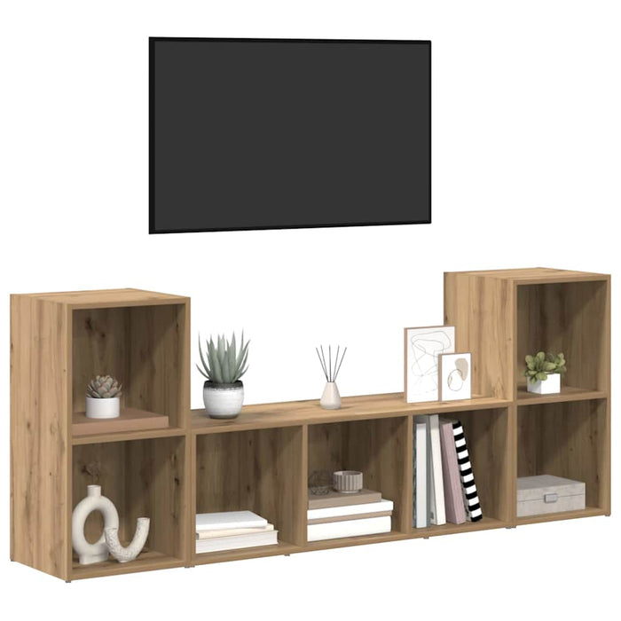 Set comodă TV Pe perete 3 pcs Maro Lemn compozit - WALTI WALTI