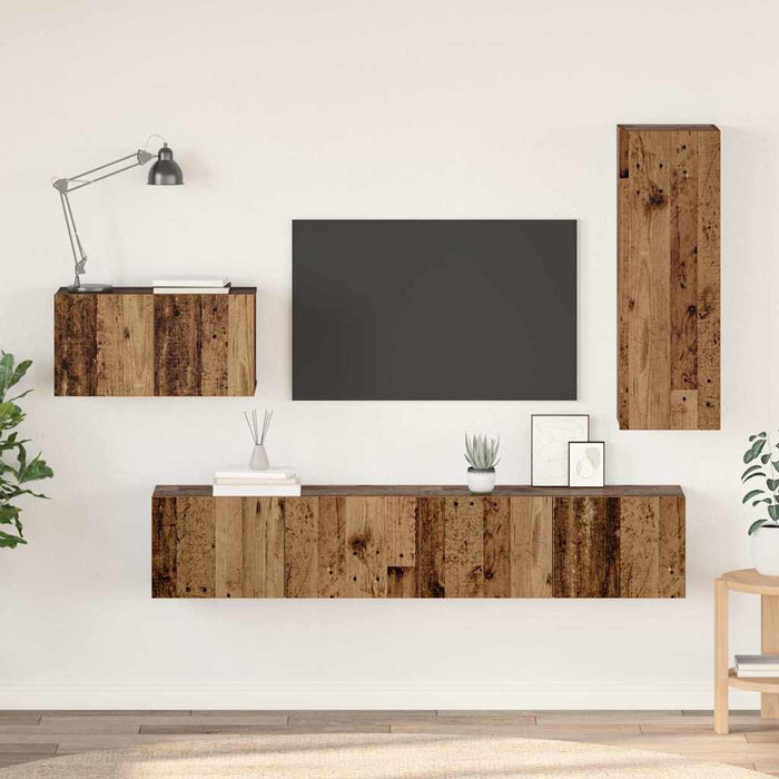 Set comodă TV cu sertar 4 pcs Lemn Vechi Lemn compozit - WALTI WALTI