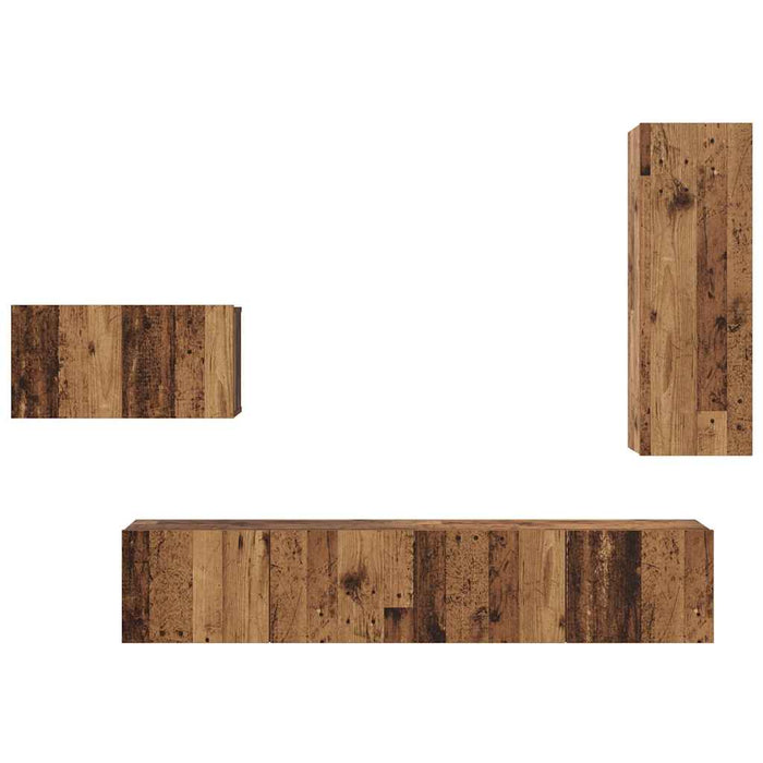 Set comodă TV cu sertar 4 pcs Lemn Vechi Lemn compozit - WALTI WALTI