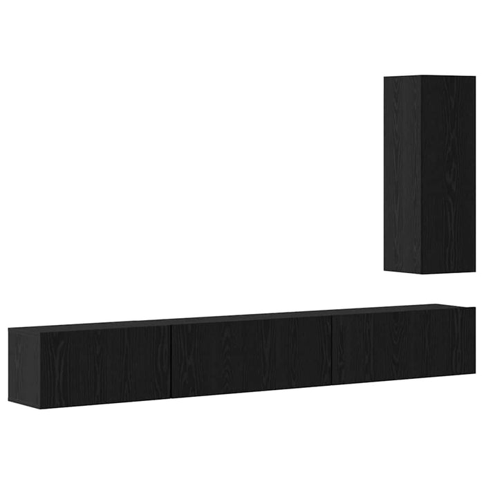 Set comodă TV cu sertar 4 pcs Stejar Negru Lemn compozit WALTI