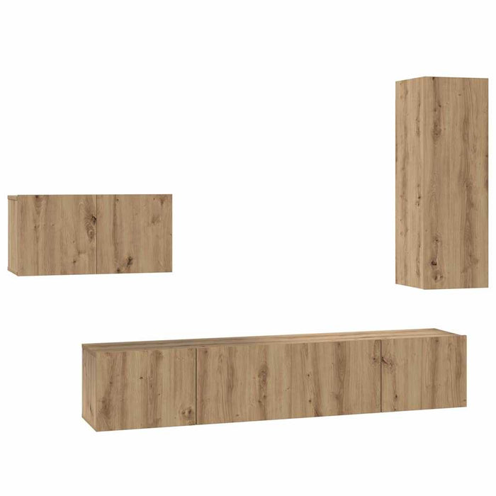 Set comodă TV cu sertar 4 pcs Stejar Artizanal Lemn compozit - WALTI WALTI