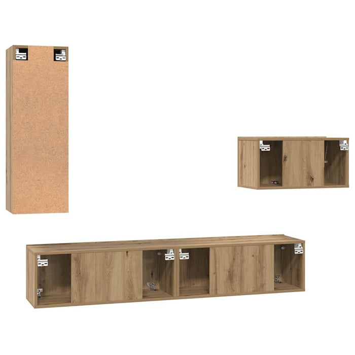 Set comodă TV cu sertar 4 pcs Stejar Artizanal Lemn compozit - WALTI WALTI