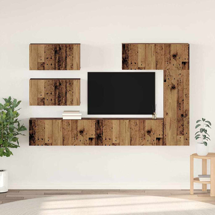 Set comodă TV 6 pcs Lemn vechi 30.5 x 30 x 90 cm Lemn compozit - WALTI WALTI