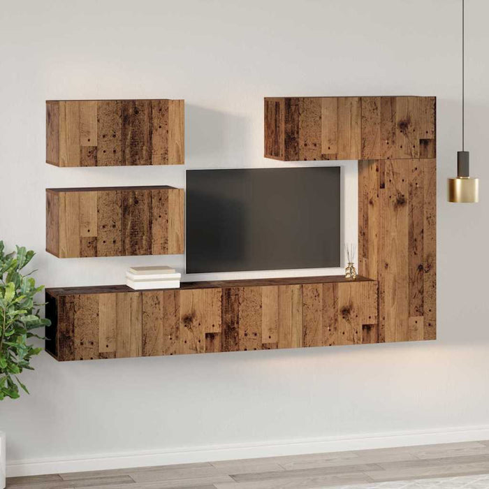Set comodă TV 6 pcs Lemn vechi 30.5 x 30 x 90 cm Lemn compozit - WALTI WALTI