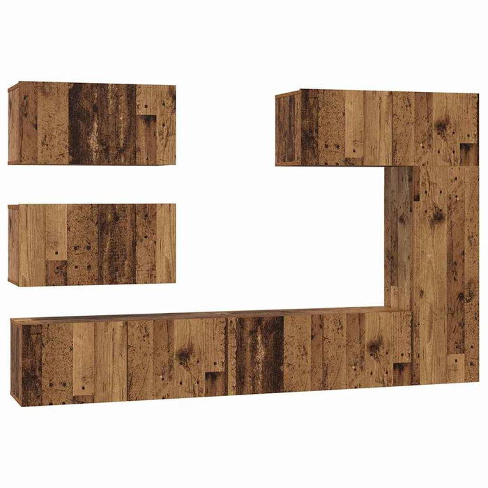 Set comodă TV 6 pcs Lemn vechi 30.5 x 30 x 90 cm Lemn compozit - WALTI WALTI