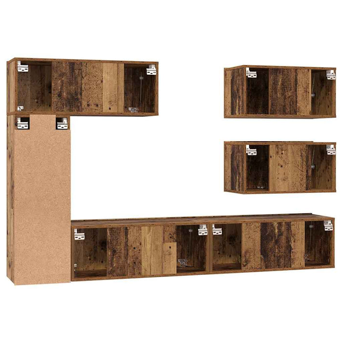 Set comodă TV 6 pcs Lemn vechi 30.5 x 30 x 90 cm Lemn compozit - WALTI WALTI