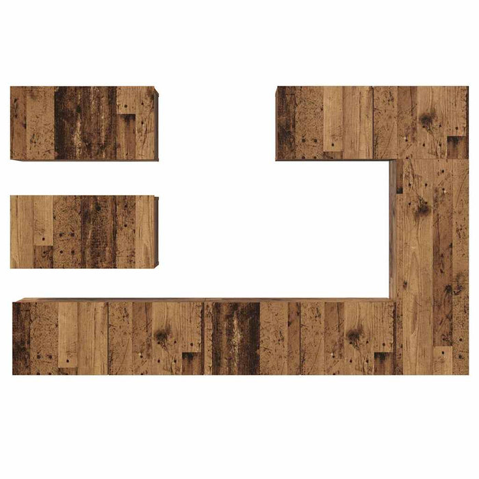 Set comodă TV 6 pcs Lemn vechi 30.5 x 30 x 90 cm Lemn compozit - WALTI WALTI