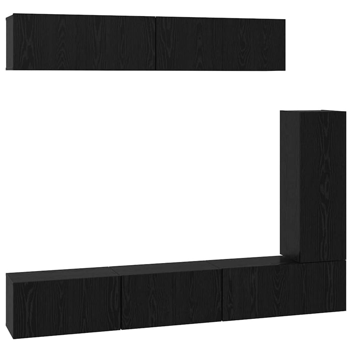 Set comodă TV cu raft Pe perete Altele 6 pcs Stejar negru 30.5 x 30 x 90 cm - WALTI WALTI