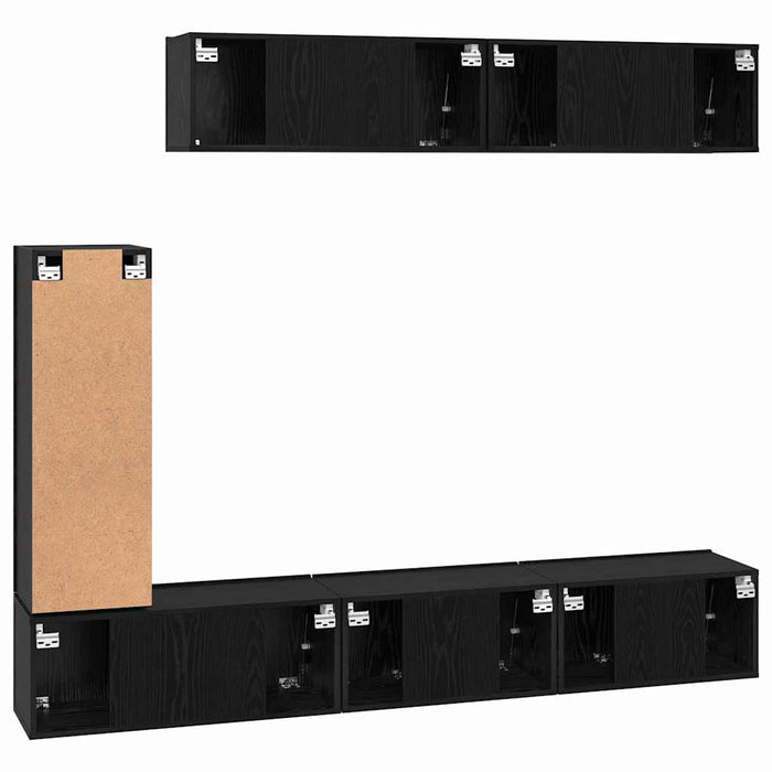Set comodă TV cu raft Pe perete Altele 6 pcs Stejar negru 30.5 x 30 x 90 cm - WALTI WALTI