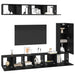 Set comodă TV cu raft Pe perete Altele 6 pcs Stejar negru 30.5 x 30 x 90 cm - WALTI WALTI