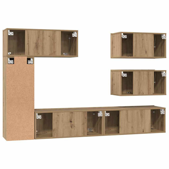 Set comodă TV cu raft Altele 6 pcs stejar artizanal 30.5 x 30 x 90 cm - WALTI WALTI