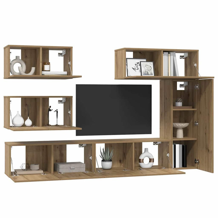 Set comodă TV cu raft Altele 6 pcs stejar artizanal 30.5 x 30 x 90 cm - WALTI WALTI