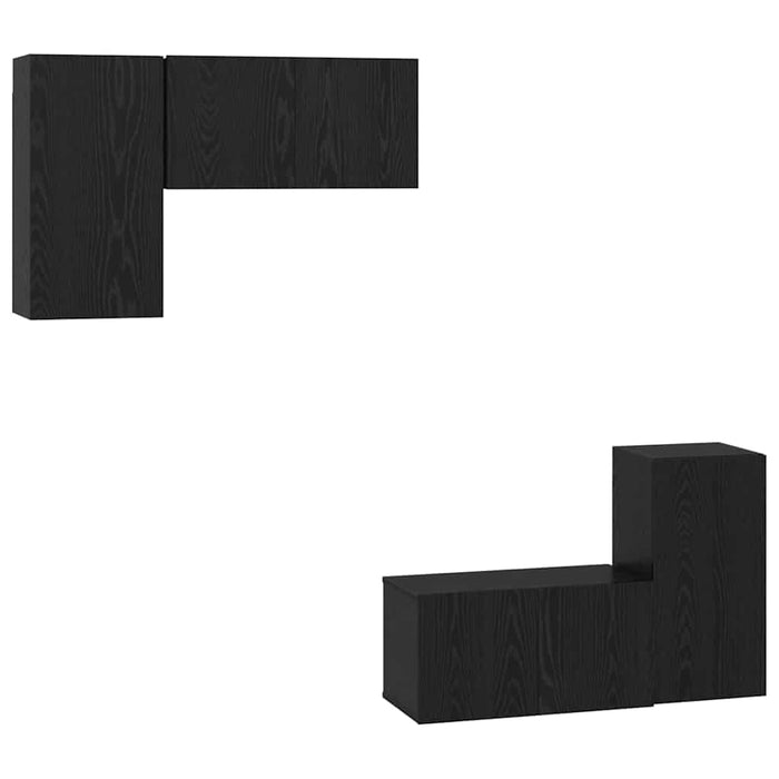 Set Cabinet TV cu raft cu depozitare cu ușă 4 pcs Stejar negru 60 x 30 x 30 cm - WALTI WALTI
