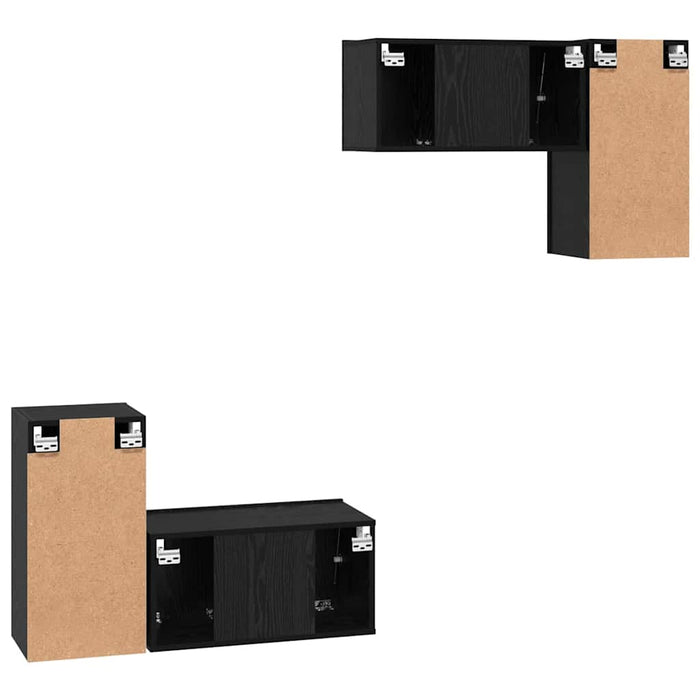 Set Cabinet TV cu raft cu depozitare cu ușă 4 pcs Stejar negru 60 x 30 x 30 cm - WALTI WALTI