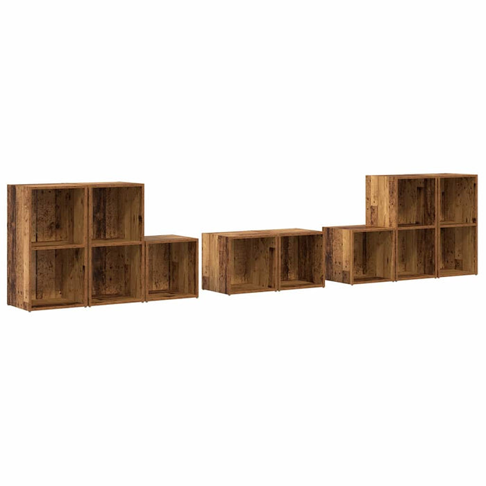 Set dulap TV Pe perete 8 pcs Lemn Vechi Lemn compozit - WALTI WALTI