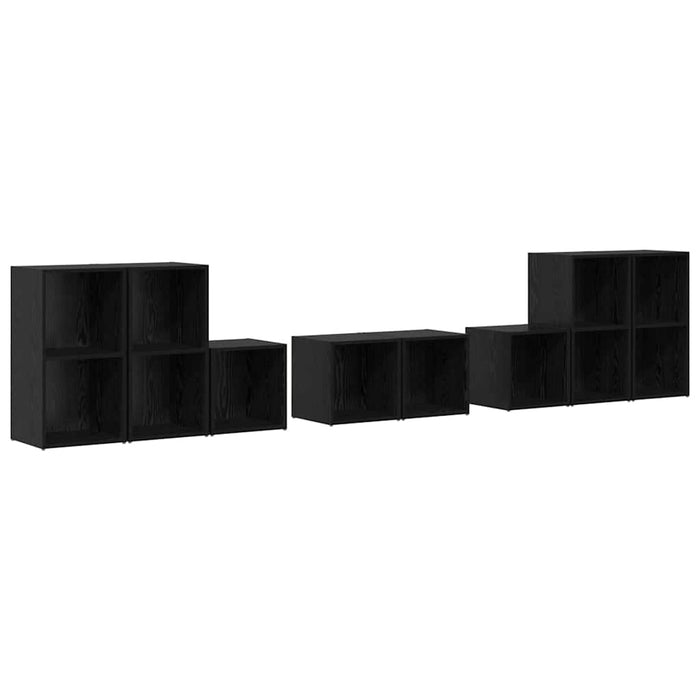 Set dulap TV Pe perete 8 pcs Stejar Negru Lemn compozit - WALTI WALTI