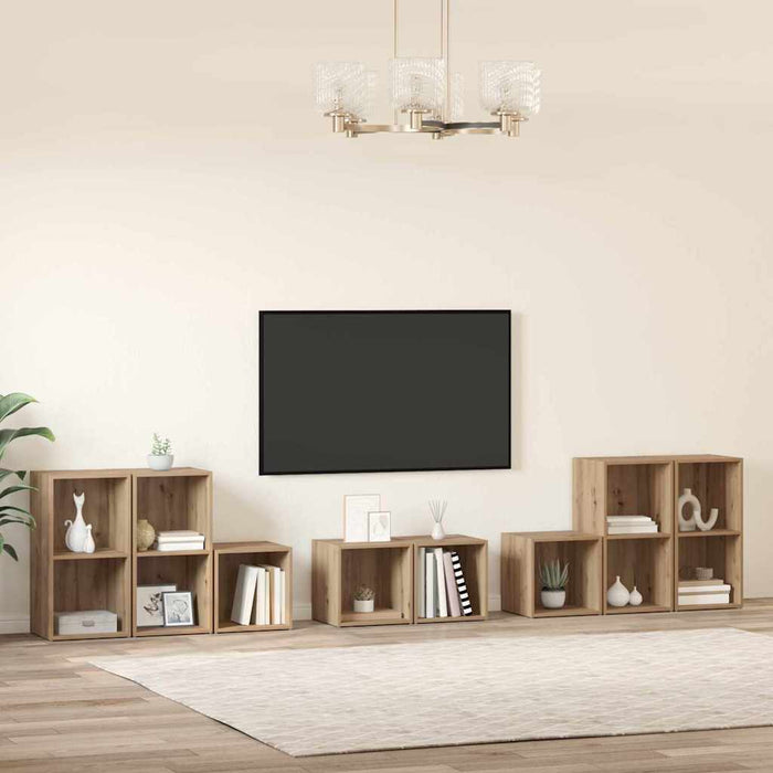 Set dulap TV Pe perete 8 pcs Stejar Artizanal Lemn compozit - WALTI WALTI