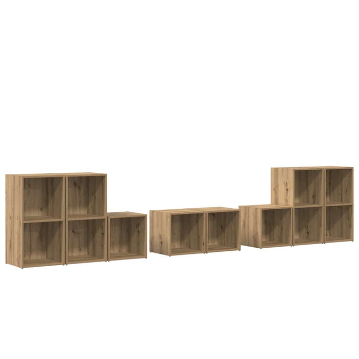 Set dulap TV Pe perete 8 pcs Stejar Artizanal Lemn compozit - WALTI WALTI