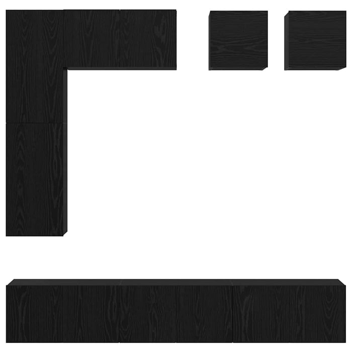 Set comodă TV Pe perete 8 pcs Stejar Negru Lemn compozit - WALTI WALTI