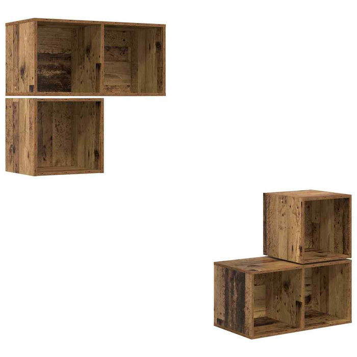 Set comodă TV Pe perete 4 pcs Lemn Vechi Lemn compozit - WALTI WALTI