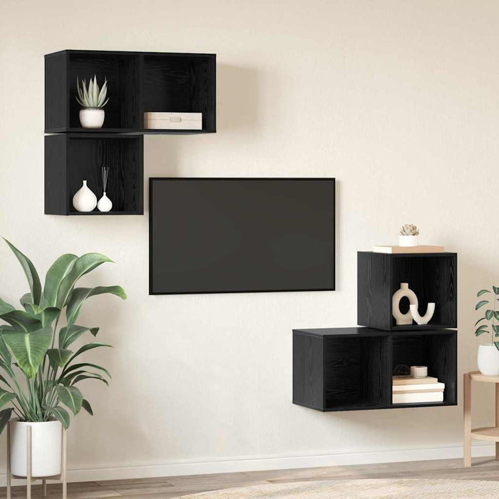 Set dulap TV 4 pcs Stejar negru 37 x 37 x 72 cm Lemn compozit - WALTI WALTI