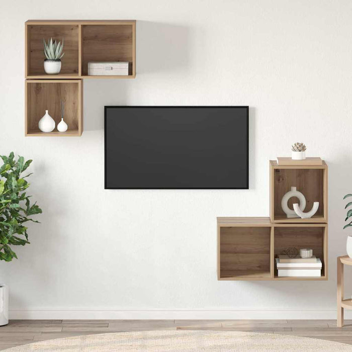 Set dulap TV 4 pcs stejar artizanal 37 x 37 x 72 cm - WALTI WALTI