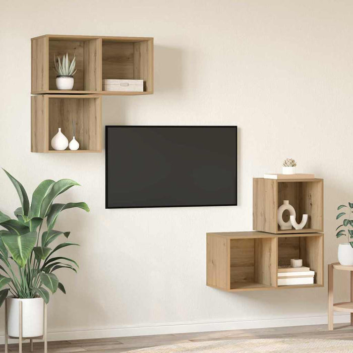 Set dulap TV 4 pcs stejar artizanal 37 x 37 x 72 cm - WALTI WALTI
