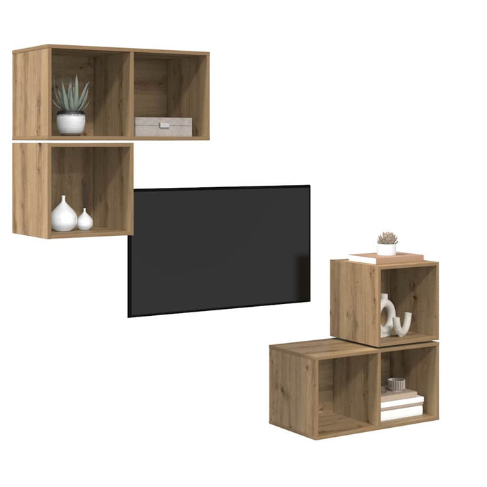 Set dulap TV 4 pcs stejar artizanal 37 x 37 x 72 cm - WALTI WALTI