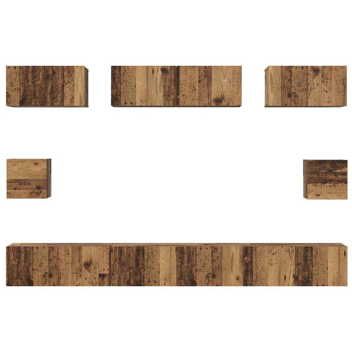 Set comodă TV Pe perete 8 pcs Lemn Vechi Lemn compozit - WALTI WALTI
