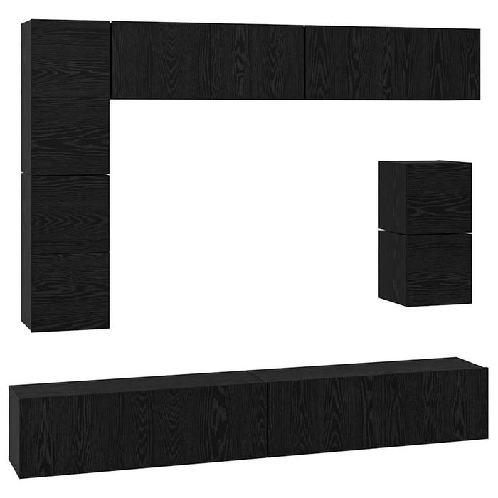 Set comodă TV Pe perete 8 pcs Stejar Negru Lemn compozit - WALTI WALTI