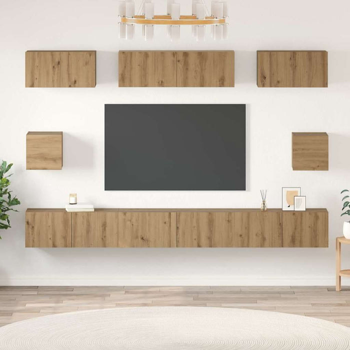 Set comodă TV Pe perete 8 pcs Stejar Artizanal Lemn compozit - WALTI WALTI