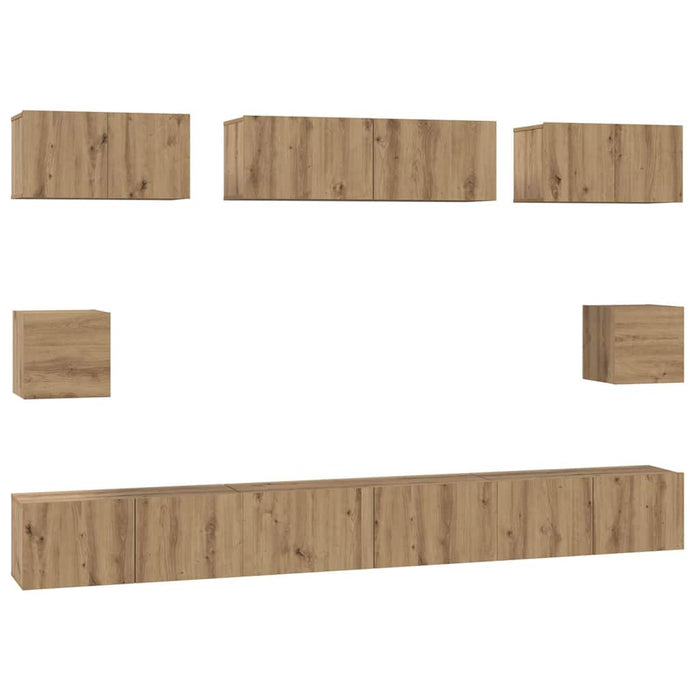 Set comodă TV Pe perete 8 pcs Stejar Artizanal Lemn compozit - WALTI WALTI