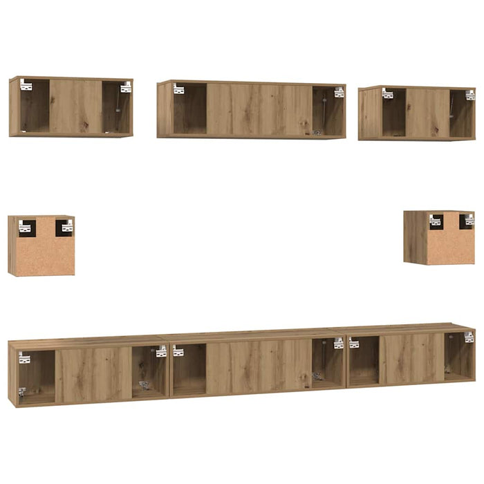 Set comodă TV Pe perete 8 pcs Stejar Artizanal Lemn compozit - WALTI WALTI