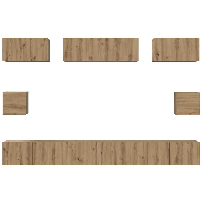 Set comodă TV Pe perete 8 pcs Stejar Artizanal Lemn compozit - WALTI WALTI