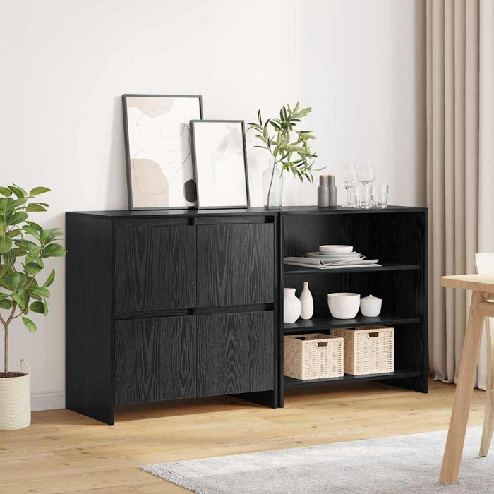 Bufet cu raft cu ușă 2 pcs Stejar negru 70 x 41 x 75 cm Lemn compozit - WALTI WALTI