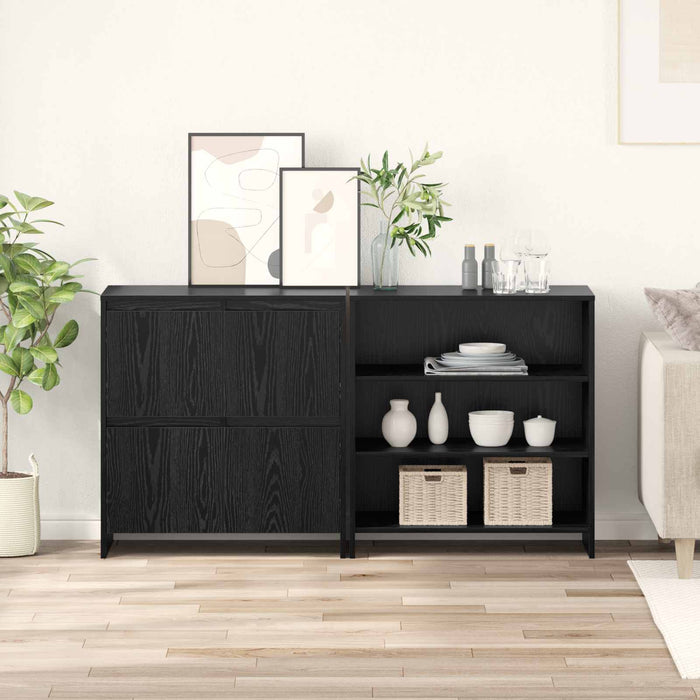 Bufet 2 pcs Stejar Negru 70 x 41 x 75 cm Lemn compozit WALTI