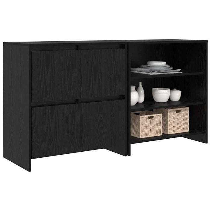 Bufet cu raft cu ușă 2 pcs Stejar negru 70 x 41 x 75 cm Lemn compozit - WALTI WALTI