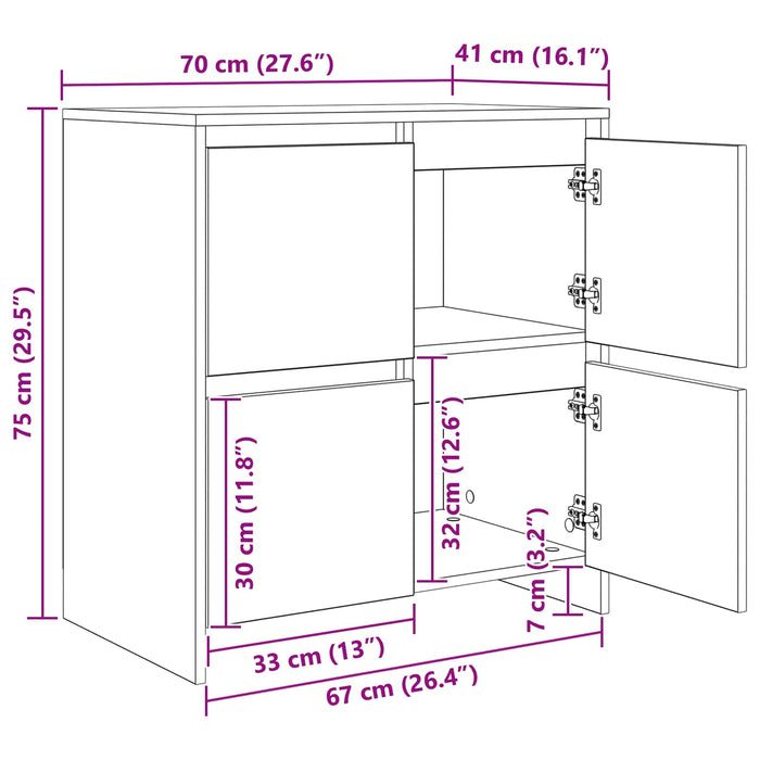 Bufet 2 pcs Stejar Negru 70 x 41 x 75 cm Lemn compozit WALTI