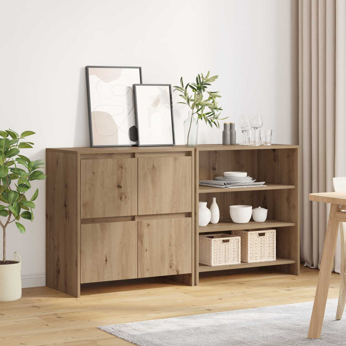Bufet 2 pcs Stejar Artizanal 70 x 41 x 75 cm Lemn compozit - WALTI WALTI