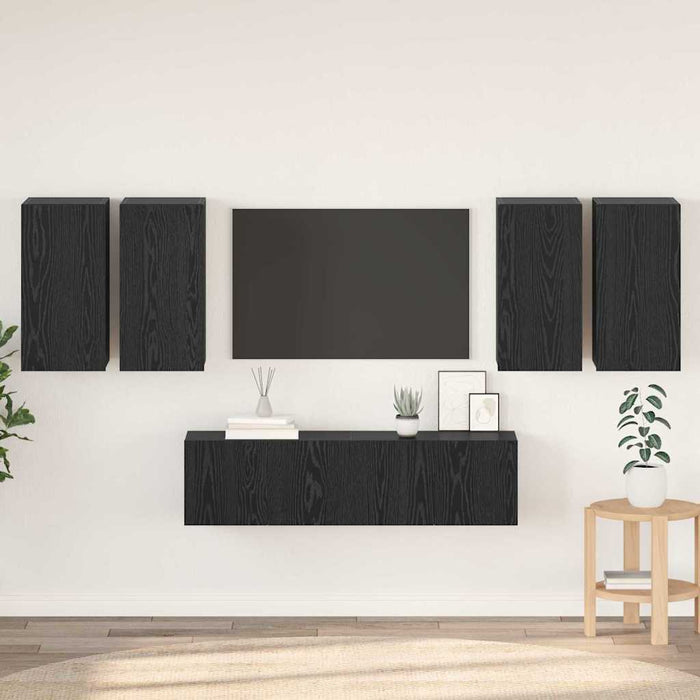 Set comodă TV 6 pcs Stejar negru 60 x 30 x 30 cm Lemn compozit - WALTI WALTI