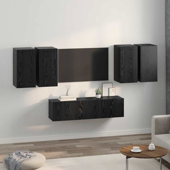 Set comodă TV 6 pcs Stejar negru 60 x 30 x 30 cm Lemn compozit - WALTI WALTI