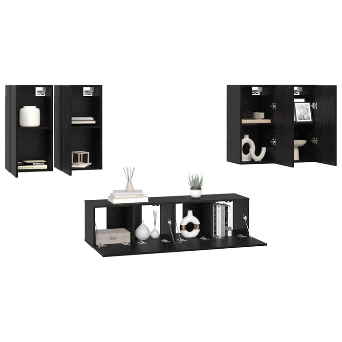 Set comodă TV 6 pcs Stejar negru 60 x 30 x 30 cm Lemn compozit - WALTI WALTI