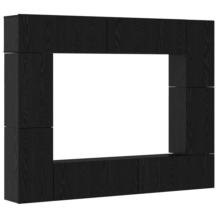Set comodă TV Pe perete 8 pcs Stejar Negru Lemn compozit - WALTI WALTI