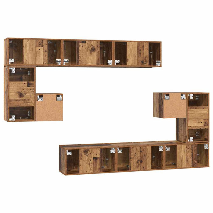 Set comodă TV Pe perete 10 pcs Lemn Vechi Lemn compozit - WALTI WALTI