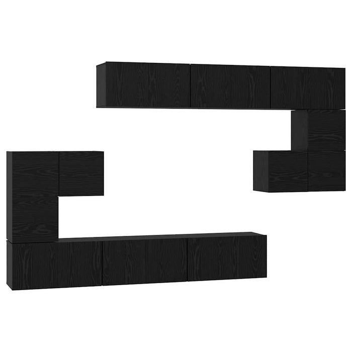 Set comodă TV Pe perete 10 pcs Stejar Negru Lemn compozit - WALTI WALTI