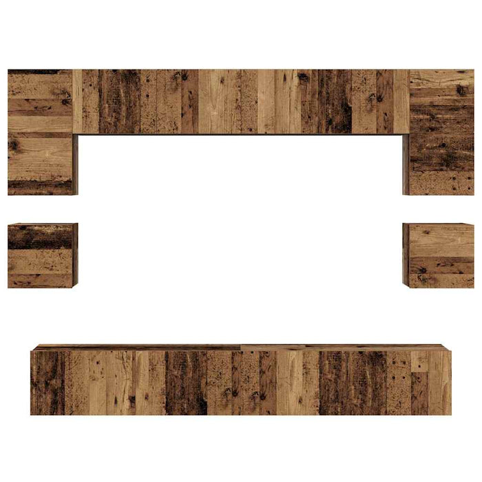 Set comodă TV Pe perete 8 pcs Lemn Vechi Lemn compozit - WALTI WALTI