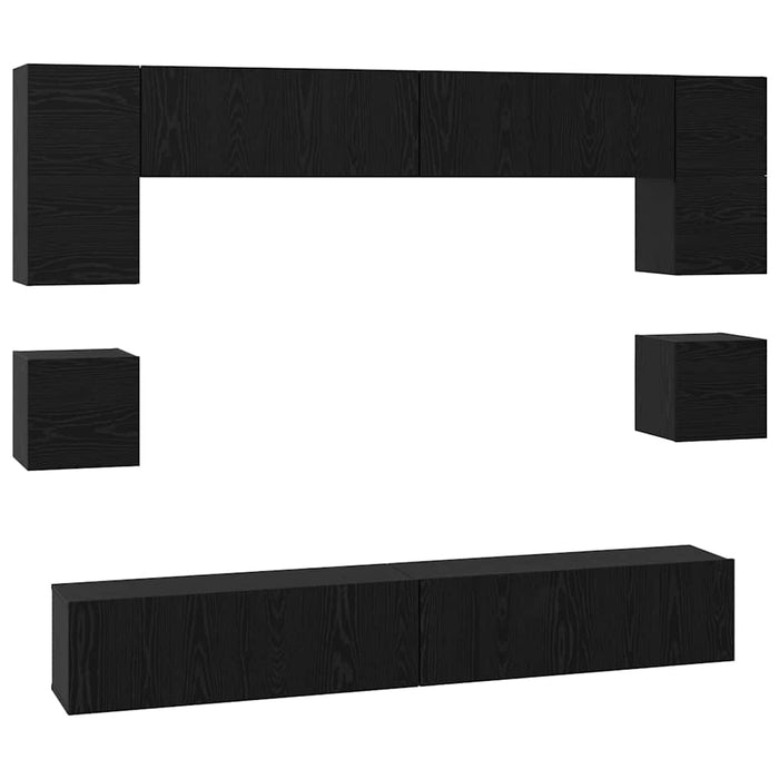 Set comodă TV Pe perete 8 pcs Stejar Negru Lemn compozit - WALTI WALTI